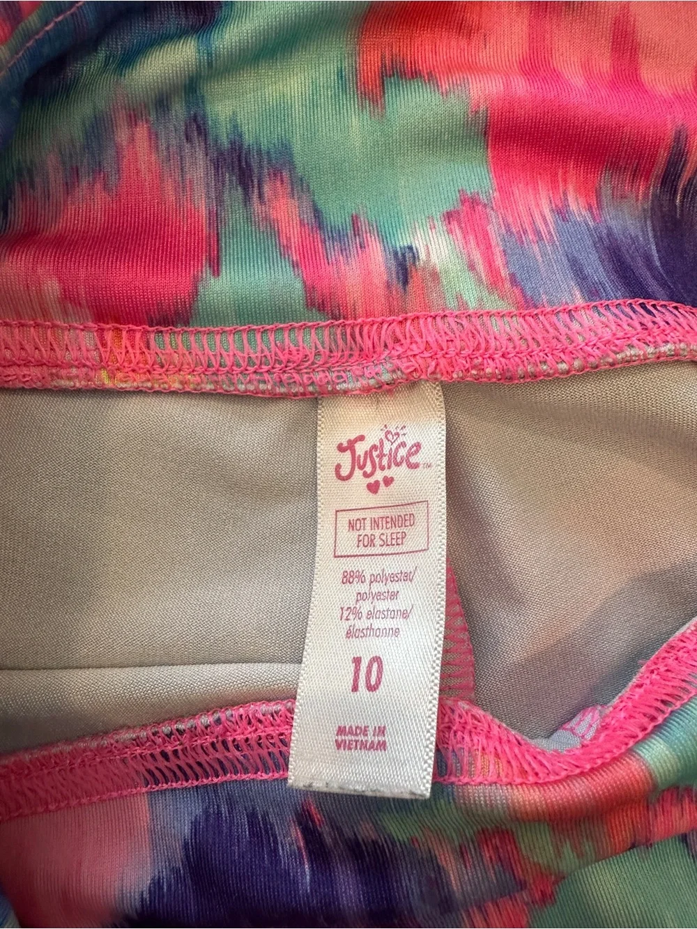 Justice Girls' Multicolor Tie-Dye Active Leggings with 'DANCE' Print 10